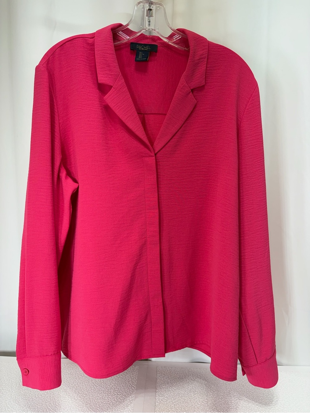 RACHEL Rachel Roy Hot Pink Notch-Collar Button Front Blouse 4146
